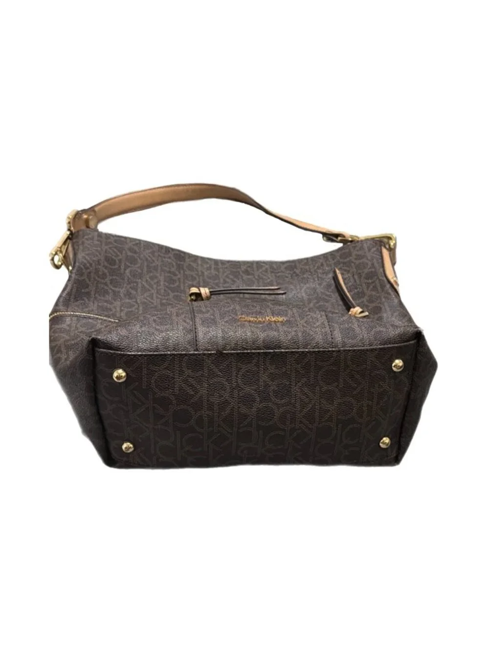 Calvin Klein Bag Brown Vegan Leather CK Logo Slouchy Y2K Preppy Everyday Office